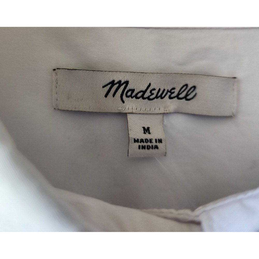 Madewell Straight Hem Shirt Womens Size Medium White Cotton Poplin Drop Shoulder - Picture 6 of 8